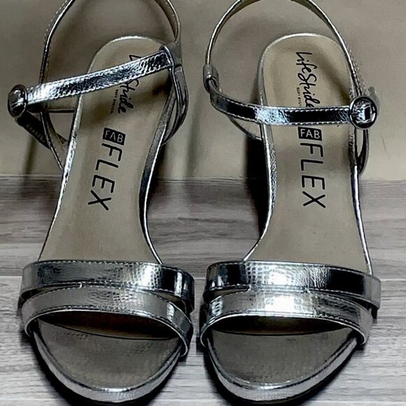 LifeStride Shoes - Life Stride Fab Flex Miracle Open Toe Metallic Faux Leather Sandal